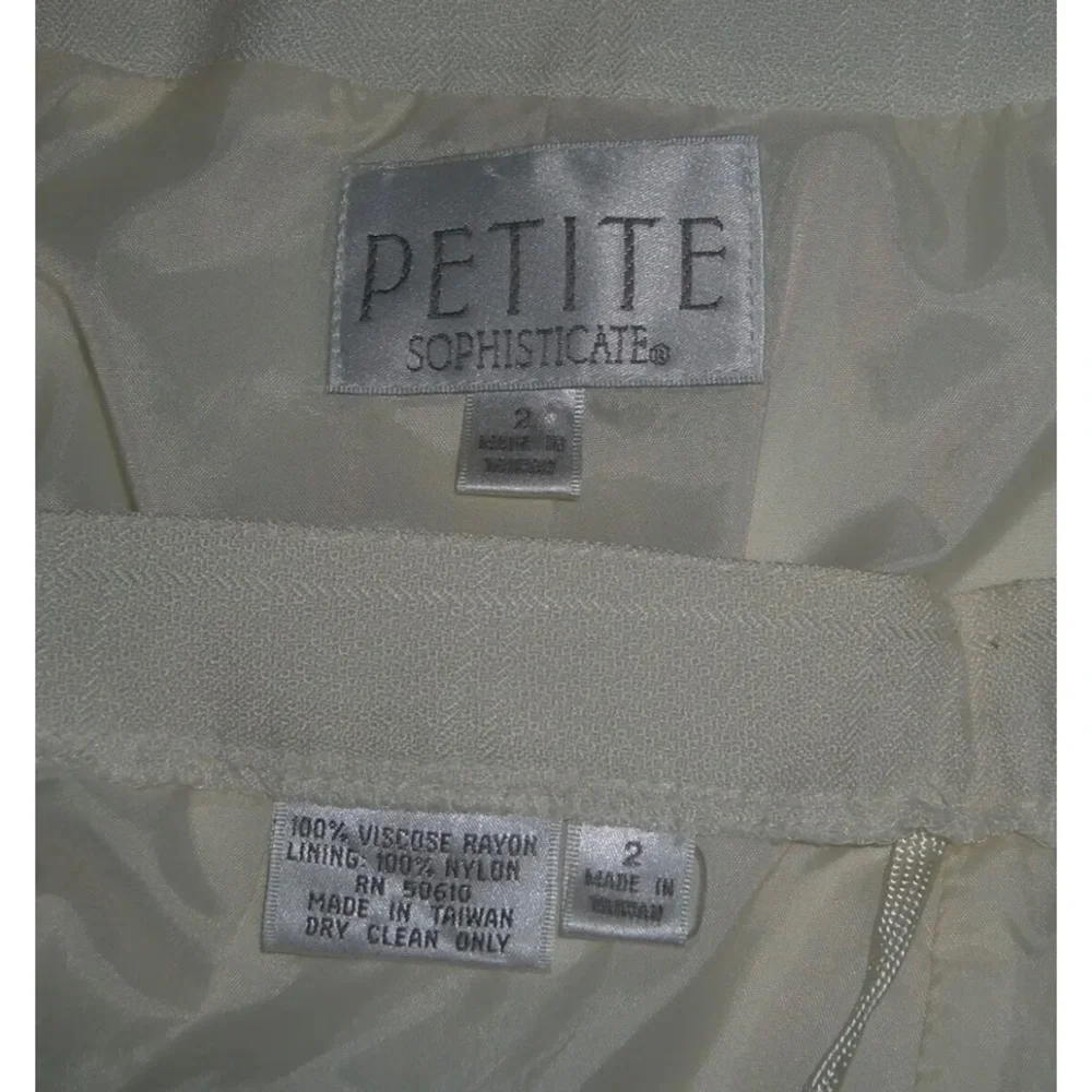 Vintage 90's Petite Sophisticate Suit Plaid Ivory Pearl Buttons Blazer Suit NWT - Picture 14 of 16